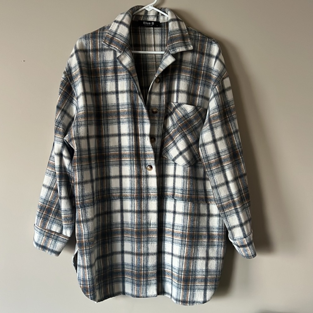 Blue B Boutique Plaid Button Up Shacket Large